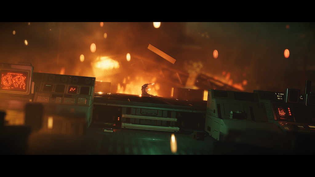 REPLACED game screenshot showing R.E.A.C.H in Phoenix-City cyberpunk environment